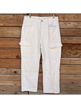 Gap White Denim Cargo Pants Size 31x32